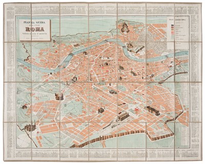 Lot 108 - Rome. Bulla (Francois), Pianta Guida della Citta di Roma, Veduta a volo d'uccello, circa 1885