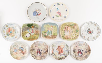 Lot 476 - Decorative Plates. Beswick hand-painted collectors plates 'scenes from Beatrix Potter', 1979-1981