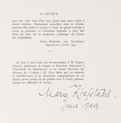 Lot 702 - Proust (Marcel). Lettres a une amie, recueil de quarante-et-une lettres..., 1942