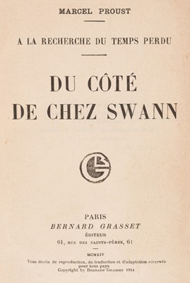Lot 700 - Proust (Marcel). Du côté de chez Swann, 1st edition, second issue, Paris: Grasset, 1914 [1913]