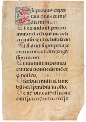 Lot 228 - Illuminated Leaves. An illuminated Psalter leaf, 17th century, & 12 others