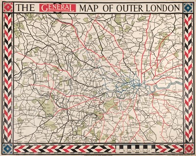 Lot 128 - London. Gill (Leslie MacDonald), The General Map of Outer London, 1921
