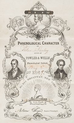 Lot 322 - Phrenological Character of Peter Staley Given at Fowler & Wells Phrenological Cabinet