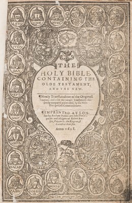 Lot 213 - Bible [English]. The Holy Bible, containing the Olde Testament, and the New, 1618