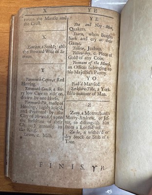 Lot 236 - English Slang. New dictionary of the terms ancient and modern of the canting crew, 1699