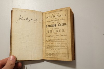 Lot 236 - English Slang. New dictionary of the terms ancient and modern of the canting crew, 1699
