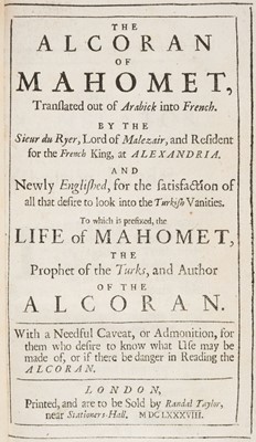 Lot 233 - Qurʼan [English]. The Alcoran of Mahomet, 1688