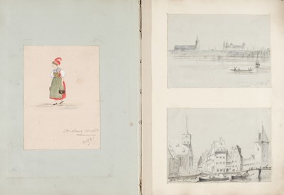 Lot 199 - Victorian Sketch Book. An album containing approximately 108 original drawings, circa 1850