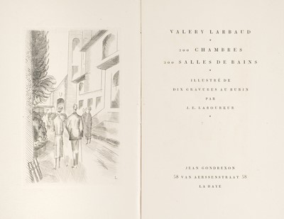 Lot 350 - Larbaud (Valery). 200 Chambres, 200 Salles de Bains, illustré de J. E. Laboureur, La Haye, 1927