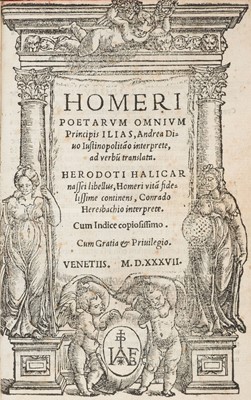 Lot 205 - Homer. Poetarum Omnium Principis Ilias, vol. 1 of 2, Venice, 1537