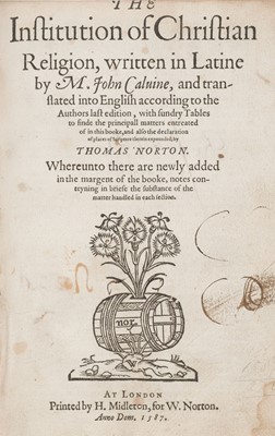 Lot 207 - Calvin (Jean). The Institution of Christian Religion..., translated by Thomas Norton, 1587