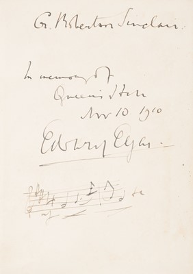 Lot 280 - Elgar (Edward, 1857-1934). Concerto for Violin and Orchestra, [1910], signed presentation copy