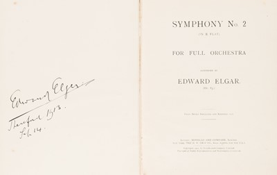 Lot 281 - Elgar (Edward, 1857-1934). Symphony No. 2 (In E Flat), signed presentation copy