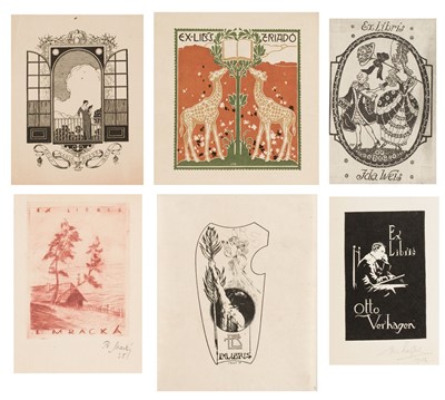 Lot 381 - European Bookplates. Collection of approximately 250 bookplates, late 19th-20th century