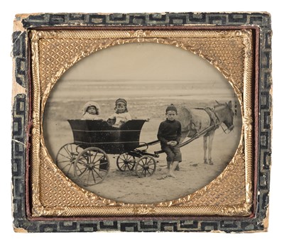 Lot 296 - Five sixth-plate ambrotypes showing seaside activities by Thomas Harrison & others