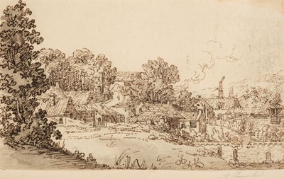 Lot 496 - Pugin (Augustus Charles de, 1769-1832). Landscape with village in Wales, circa 1800