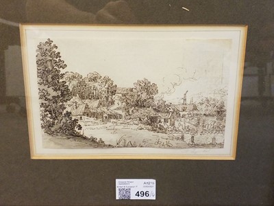 Lot 496 - Pugin (Augustus Charles de, 1769-1832). Landscape with village in Wales, circa 1800