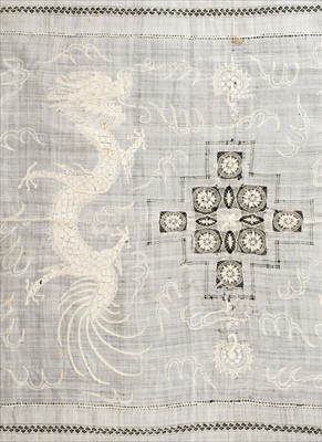 Lot 184 - Chinese. A large Chinese dragon tablecloth, late 19th century