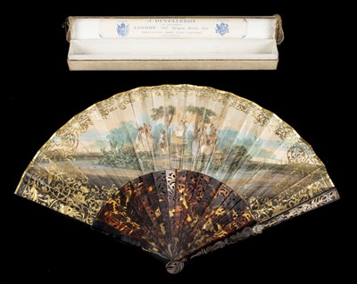 Lot 160 - Fan. A hand-coloured lithographed fan, French, circa 1830s