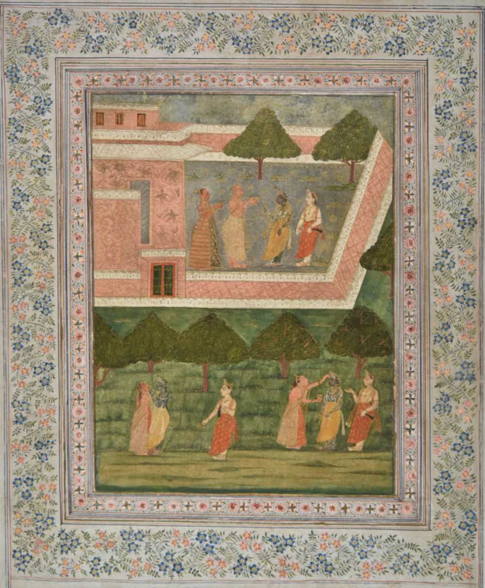 Lot 331 - Mughal School. Court scene with female annointing ceremonies, 18th century